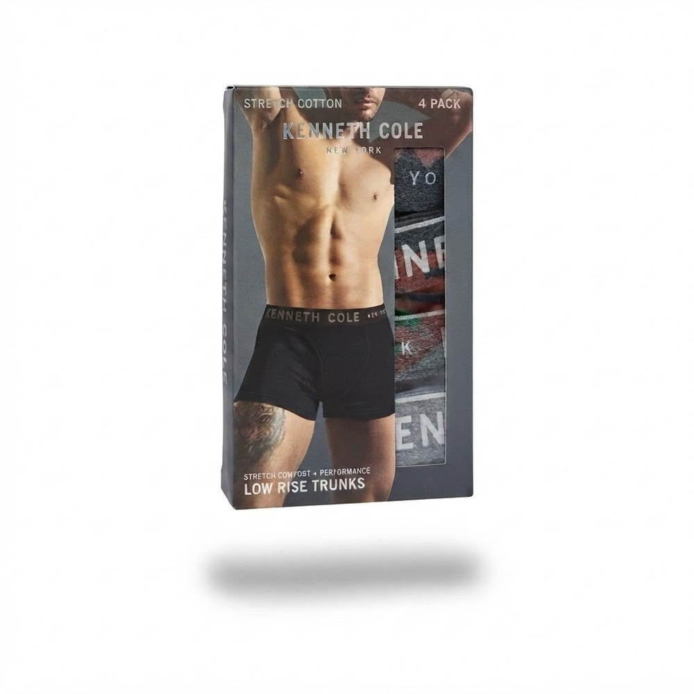Kenneth Cole Low Rise Trunks Men Small Multi 4 Pack Stretch Cotton **NEW**